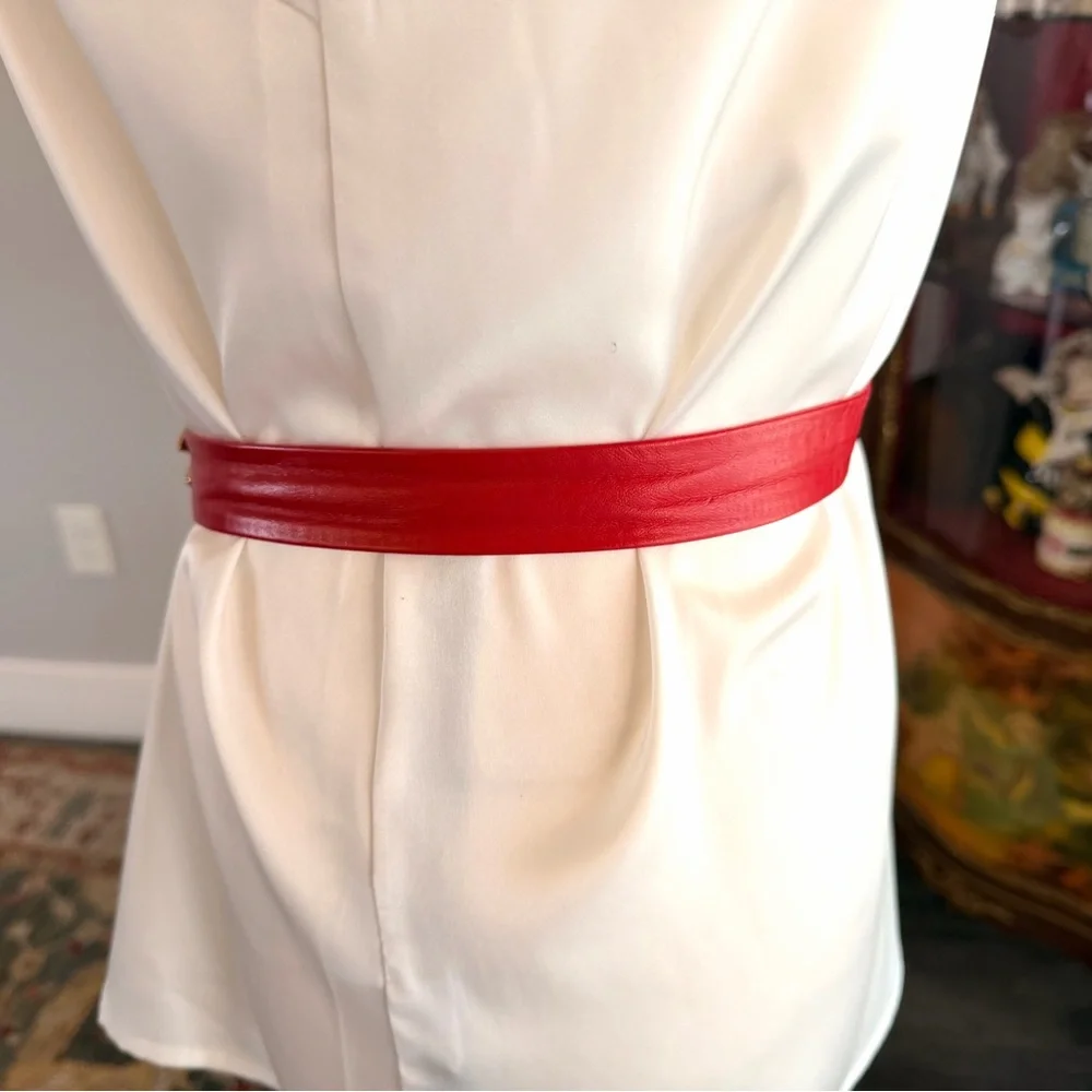 Vintage Robbie Nelson Red Leather Belt with Gold Clasp